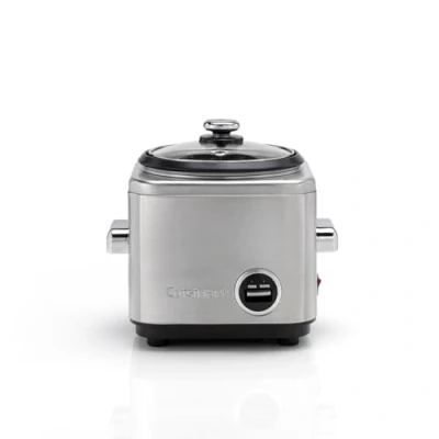 Abbildung von Cuisinart Reiskocher 400g Tasse Reis &amp; Getreide Multikocher Dämpfen Warmhalten Einziehbares Kabel Edelstahl Dampftopf BPA frei Messbecher Reislöffel Inklusive Rezeptbuch