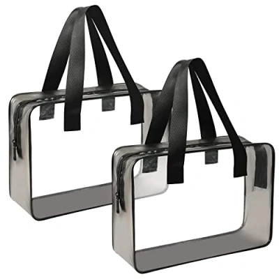 Abbildung von LUZWAY Kulturbeutel Transparent 2 Stück, durchsichtig Flugzeug Beutel Transparenter Kulturbeutel, PVC Kosmetiktasche Wasserdicht für Männer Frauen(2pcs Tragetasche)