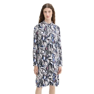 Abbildung von TOM Tailor MIT Livaeco BY Birla Cellulose Blusenkleid, Damen, Größe: 36, Organic shapes design