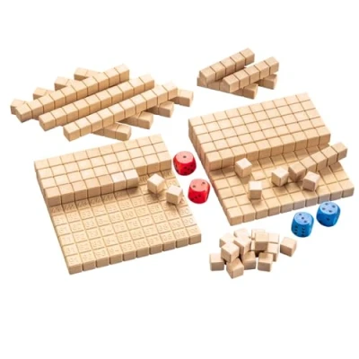 Abbildung von WISSNER® Mathespiel Hunderterraum aus RE Wood® Nachhaltiges Lernspiel für Kinder Made in Germany Dienes Stäbe Fördermaterial zum Dezimalrechnen, Mathe Spiel der Grundschule