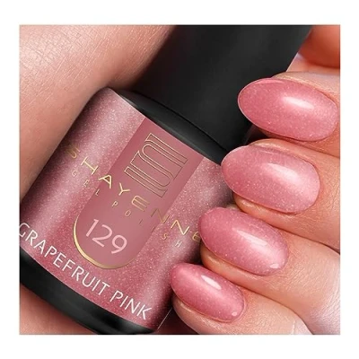 Abbildung von SHAYENNE Shellac Gel Nagellack 15 ml für UV LED Lampe 129 Grapefruit Pink Rosa Glitter Glitzer MADE in GERMANY Nail Polish for Lamp