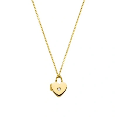 Abbildung von Purelei® Heartbeat Medaillon Kette (Gold), Damen Halskette aus langlebigem Edelstahl, Wasserfester Schmuck mit Anhänger, 40 45 cm Länge verstellbar