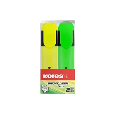 Abbildung von Kores TM36121 Textmarker 2er Set Bright Liner, gelb/grün