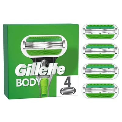 Abbildung von Gillette Body Rasierer Herren, Körperrasierer + 4 Rasierklingen mit 3 fach Klinge