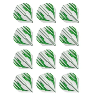 Abbildung von RED DRAGON Hardcore Radical Weiß und Grün Extra Dicke Standard Dart Flights 4 Sätze pro Packung (12 insgesamt)