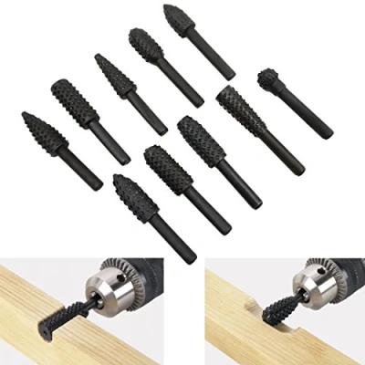 Abbildung von Holzraspel Raspel Set Feilen 10 tlg Holz Bohrer Fräser Bohrmaschine Schaft Werkzeug Holzschnitzerei Kugelfräser Zylinderfräser Zapfenfräser Konusfräser