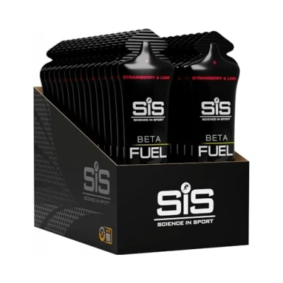 Abbildung von Science in Sport Beta Fuel Gel, 40g Carbs, Verhältnis Maltodextrin zu Fruktose 1 0,8 verbessert Kohlenhydrataufnahme, reduziert Unwohlsein, Energiegel für Sportler, 30x60ml, Erdbeere &amp; Limette