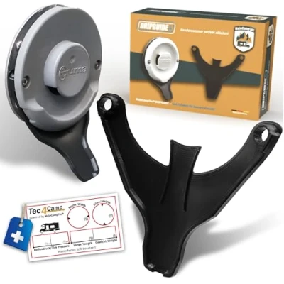 Abbildung von MaJoCompTec DRIPGUIDE Kondenswasserablauf Kaminschild Ablauf für Kamindeckel Kaminabdeckung Zubehör Abgaskamin der Heizung an Wohnmobil Caravan (Schwarz, Truma Standard)