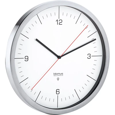Abbildung von Blomus Funkuhr, Wanduhr, Uhr CRONO Edelstahl weiß Ø 24 cm