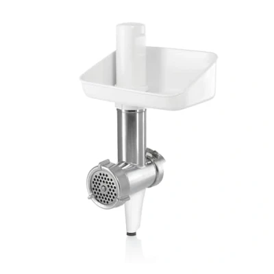 Abbildung von Bosch Fleischwolf MUZ5FW1, Aufsatz, Stopfer, Edelstahl Loch Scheibe 4,5 mm, auch für Fisch und Gemüse, passend MUM5 Küchenmaschine