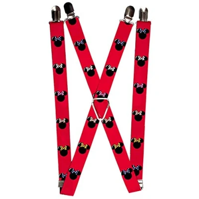 Abbildung von Buckle Down Damen Minnie Mouse Silhouette Rot/Schwarz/Polka Dot Hosenträger, Multi, One Size