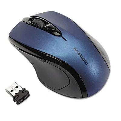 Abbildung von Kensington ProFit Kabellose Maus, Mittlelgroß, Optische 5 Tasten Funkmaus mit ergonomischer Form für Rechtshänder und Plug &amp; Play Betrieb Kompatibel Windows MacOS, Blau, K72421WW