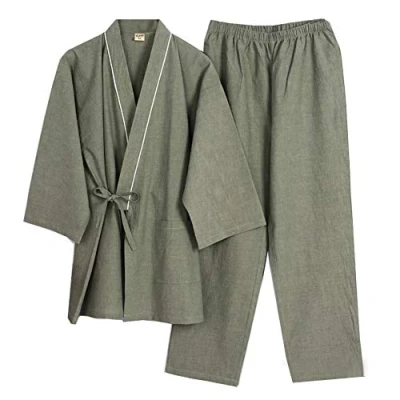 Abbildung von Fancy Pumpkin Hellbraun Japanische Herren Robe Morgenmantel Nachthemd Kimono Pyjamas [Größe L]