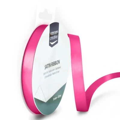 Abbildung von Vaessen Creative 301002 2007 Satinband Pink, 9 mm x 10 Meter, Schleifenband, Dekoband, Geschenkband und Stoffband für Hochzeit, Taufe Geburtstagsgeschenke, 9MM