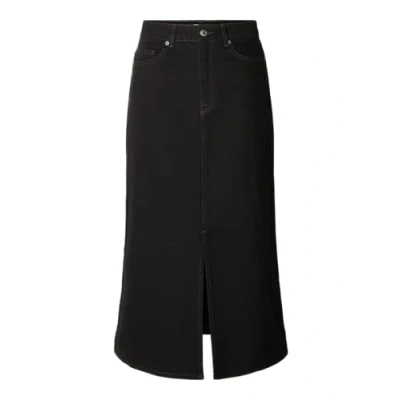 Abbildung von Selected Femme MIDI Alinienrock, Damen, Größe: 38, Black denim