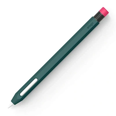 Abbildung von elago Klassische Hülle kompatibel mit Apple Pencil 2nd Gen Klassisches Design, magnetischem Laden und Dual Tap (lesen Sie die Installationsanweisungen, Nachtgrün)