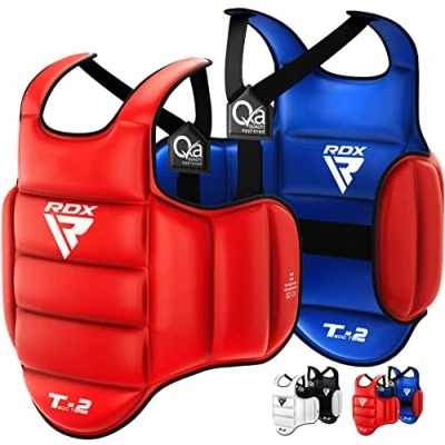 Abbildung von RDX Körperschutz Kampfsport, SATRA Genehmigt, Reversible Kickboxen Bauchschutz, MMA Boxen Muay Thai Body Protector, Karate Kampfweste, Körperschutzweste Taekwondo Brustschutz Körperpanzer Chest Guard