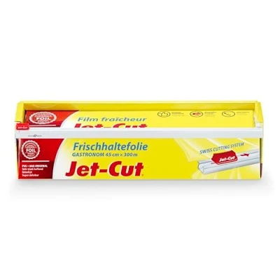 Abbildung von Jet Cut Frischhaltefolie zum Schneiden, Gastronomie 45cm x 300m extra breit, PVC transparent, 1 Stück