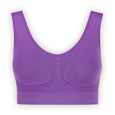 Abbildung von UnsichtBra Bustier Damen BH ohne Buegel Wohlfühl Bustiers Top Bügelloser Soft Bra Schlaf Still Sport Bralette in vielen Farben (wellbra_sngl)(XXL, Lila)