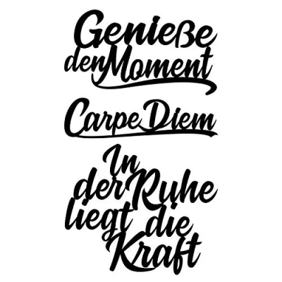 Abbildung von Ideen mit Herz Stanzschablonen Schriften Carpe Diem 2,3 cm bis 8,2 3 Stück