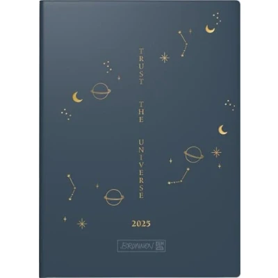 Abbildung von BRUNNEN Taschenkalender Modell 731 (2025) „Universe“, 2 Seiten = 1 Woche, A6, 144 Seiten, Grafik Einband, dunkelblau