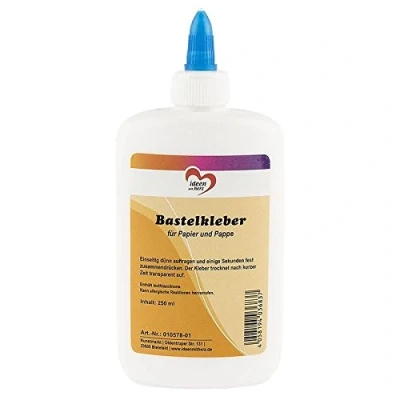 Abbildung von Ideen mit Herz Bastel Kleber, 250ml, trocknet transparent auf, ohne Lösungsmittel, auf Wasserbasis, Bastelkleber geeignet für Kinder