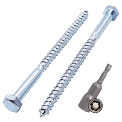 Abbildung von SKIR&#039;CO (45 Stück) DIN 571 verzinkter Stahl Sechskant Holzschrauben M8 x 120 mm, Schrauben, Sechskantschraube, Schlüsselschrauben (mit magnetischem Bit)