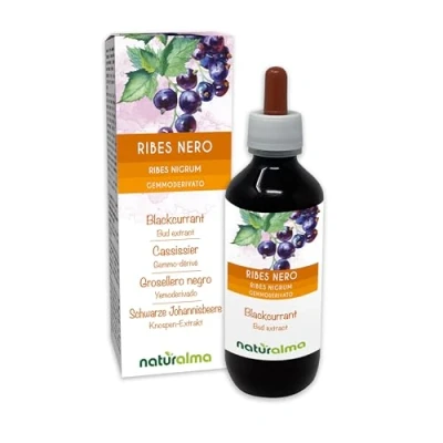 Abbildung von Schwarze Johannisbeere (Ribes nigrum) Alkoholfrei knospen Extrakt aus frishen Naturalma Flüssig Tropfen 200 ml Nahrungsergänzungsmittel Veganer