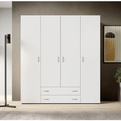 Abbildung von Stella Trading BASE Zeitloser Kleiderschrank in drei verschiedenen Größen Vielseitiger Drehtürenschrank Weiß 160 x 177 52 cm (B/H/T)
