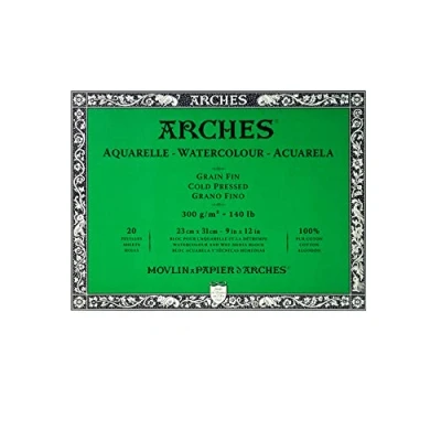 Abbildung von Arches 1795060 Aquarellpapier im Block (23 x 31 cm, 4 seitig geleimt, 300g/m² Feinkorn) 20 Blatt naturweiß