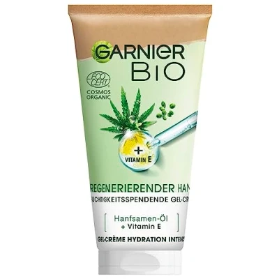 Abbildung von Garnier Gel Crème, feuchtigkeitsspendend mit Bio Hanf, regeneriert empfindliche Haut, Vitamin E, vegane Formel, zertifizierte Naturkosmetik, intensive Feuchtigkeit, 50 ml