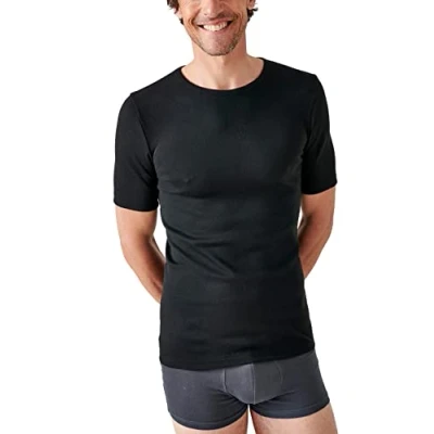 Abbildung von Damart Herren Kurzarm Shirt, Wärmegrad Medium 3. Thermounterwäsche Oberteil, Schwarz (Schwarz), XL