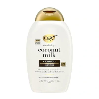 Abbildung von OGX Coconut Milk Shampoo feuchtigkeitsspendendes Haarpflege mit Rizinusöl &amp; Kokosöl bei trockenem geschädigtem Haar 385 ml