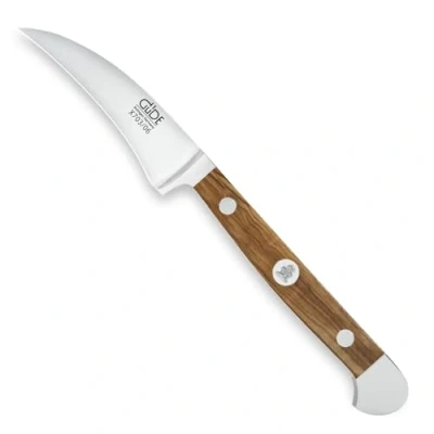 Abbildung von GÜDE Solingen Schälmesser geschmiedet, 6 cm, Olivenholz, ALPHA OLIVE, Tourniermesser, Doppelkropf, Handmade Germany