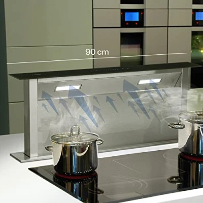Abbildung von Klarstein Downdraft Dunstabzugshaube, Versenkbare Abzugshaube, Leise Dunstabzugshauben mit Filter, Dunstabzugshaube 60cm, Umluft/Abluft Dunsthaube 10 Modi, Dunstabzug 507 m3/h Luftstrom
