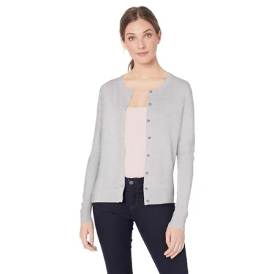 Abbildung von Amazon Essentials Damen Leichte Rundhalsstrickjacke (Erhältlich In Übergröße), Hellgrau Meliert, XL