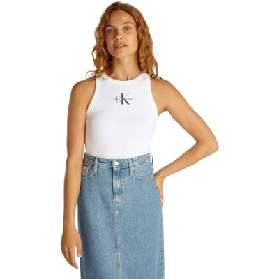 Abbildung von Calvin Klein Jeans Monologo TANK Top, Damen, Größe: XS, Brilliant white