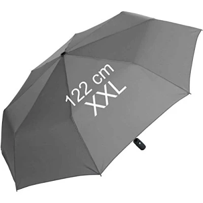Abbildung von XXL Taschenschirm für Damen und Herren Full Class 122cm großes Dach mit Auf Zu Automatik buisness Grey