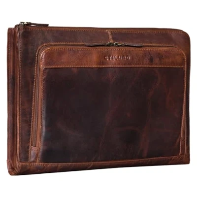 Abbildung von STILORD &#039;Dillon&#039; Leder Aktenmappe Konferenzmappe 13 Zoll Laptoptasche Vintage Dokumentenmappe Schreibmappe DIN A4 Businessmappe Portfolio Mappe Echtleder