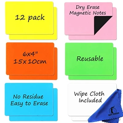 Abbildung von Magnete Beschreibbar für Kühlschrank 12 Stück 15x10 cm Whiteboard Magnetische Etiketten Magnetstreifen Kleine Magnetsschilder zum Beschriften Zuhause, Büro, Kanban und Schule