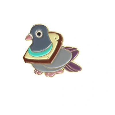 Abbildung von Niedlicher Vogelbrot, Metall, Emaille, Anstecknadel, Weizen, köstlicher Scheibenkragen, lustige Cartoon Tier Brosche, Hemd, Abzeichen, Tasche, Revers, Schmuck, Zubehör, Geschenk, Metall