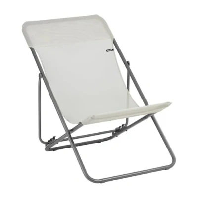 Abbildung von Lafuma Mobilier Mehrpositions Liegestuhl Maxi TRANSAT Widerstandsfähiges Batyline® Gewebe Faltbarer für Terrasse und Garten 4 Positionen, Höchster Komfort, Frankreich Roggenbeige
