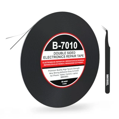 Abbildung von MMOBIEL 3 mm doppelseitiges Klebeband stark klebend Tape 50 m Rolle (Schwarz) für Smartphone Tablet Reparatur