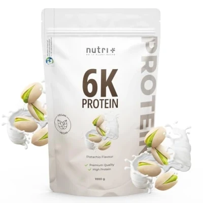 Abbildung von Nutri + Proteinpulver Pistazie 1 kg Eiweißshake mit 76% Eiweiß Eiweißpulver allen Aminosäuren Protein Pulver vegan Muskelaufbaupräparat