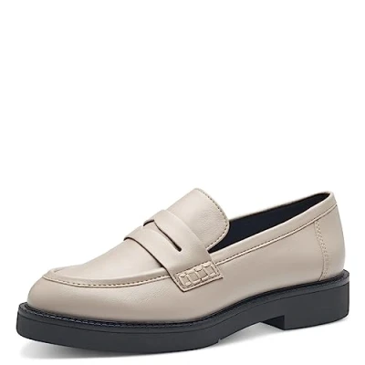 Abbildung von MARCO TOZZI Damen Loafer ohne Absatz aus Kunstleder Klassisch, Grau (Taupe), 37
