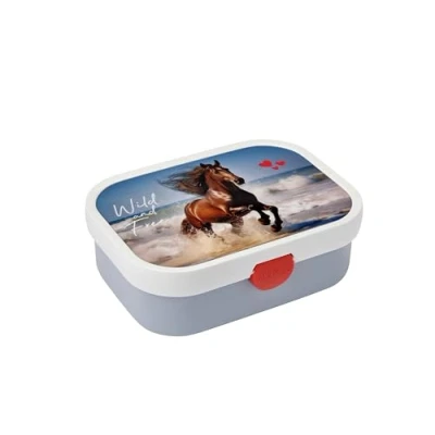 Abbildung von Mepal Brotdose Kinder Bento Box mit Fächern &amp; Gabel Meal Prep Clip Verschluss BPA frei Spülmaschinenfest 750 ml Wild Horse