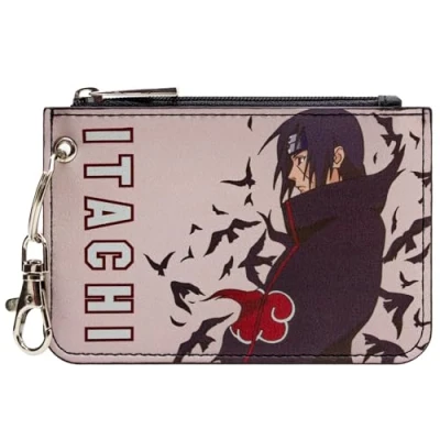 Abbildung von Itachi Uchiha Akatsuki Clan Ninja Geldbörse/Geldbeutel mit Reißverschluss Münzfach Tasche, Grau