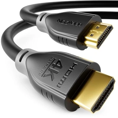 Abbildung von deleyCON HDMI Kabel 5m 4K@60Hz 2K@165Hz mit ARC Ethernet UHD HDR 3D High Speed 18Gbps für Soundbar Fernseher Blu Ray Beamer Laptop TV PS4 PS5 Konsole PC Monitor Schwarz Grau