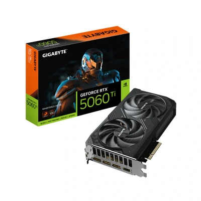 Abbildung von Gigabyte GeForce RTX 5060 Ti WINDFORCE OC 8G Grafikkarte 8 GB GDDR7, 128 Bit, PCI E 5.0, 2587 MHz Kernfrequenz, 3 x DisplayPort, 1 HDMI, GV N506TWF2OC 8GD
