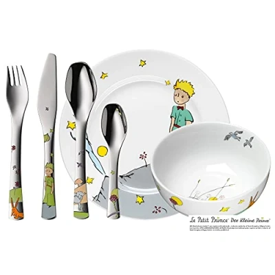 Abbildung von WMF Der kleine Prinz Kinder Geschirrset 6 teilig, Kindergeschirr mit Kinderbesteck Edelstahl, ab Jahre, Cromargan poliert, spülmaschinengeeignet